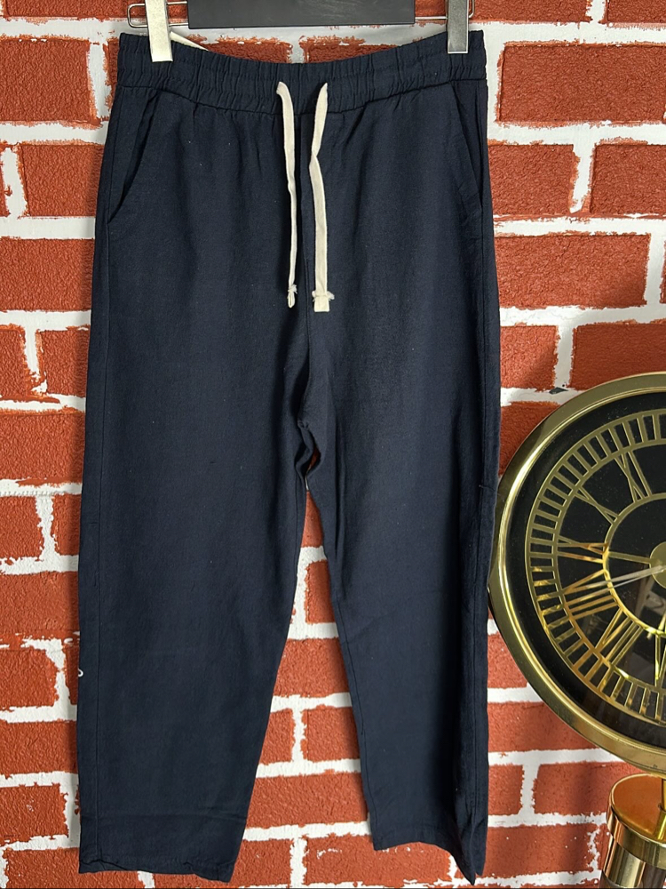 LACİVERT KETEN PANTOLON
