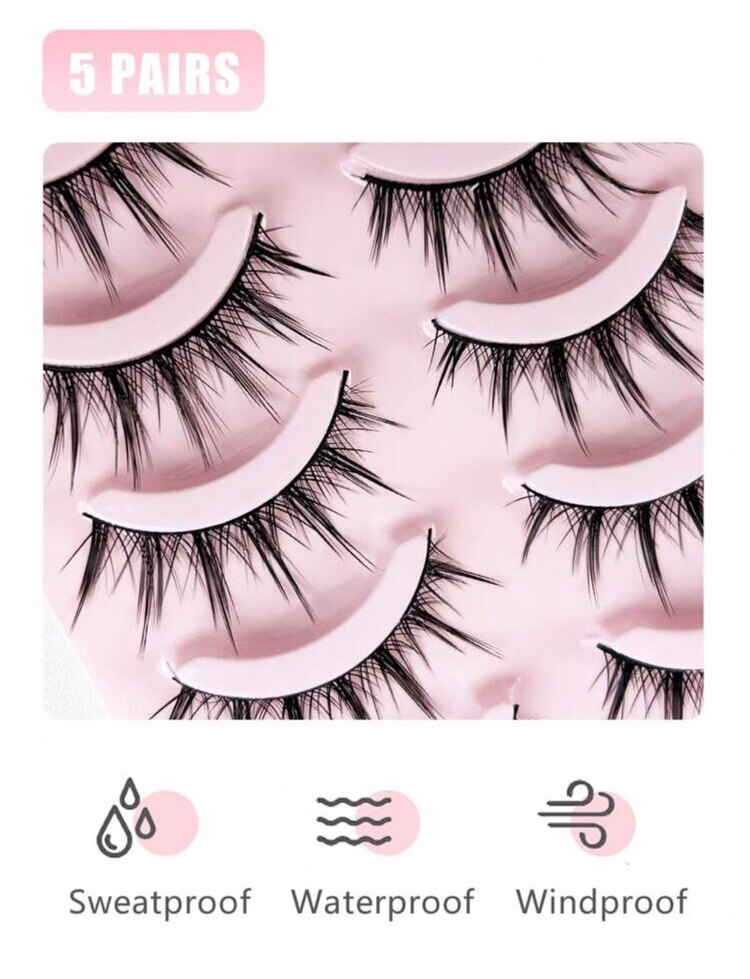 Cute Manga Lash 5 Çift Takma Kirpik Seti