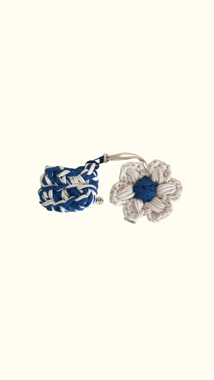 Airpod Case & Daisy Charm Set (Blue/White)