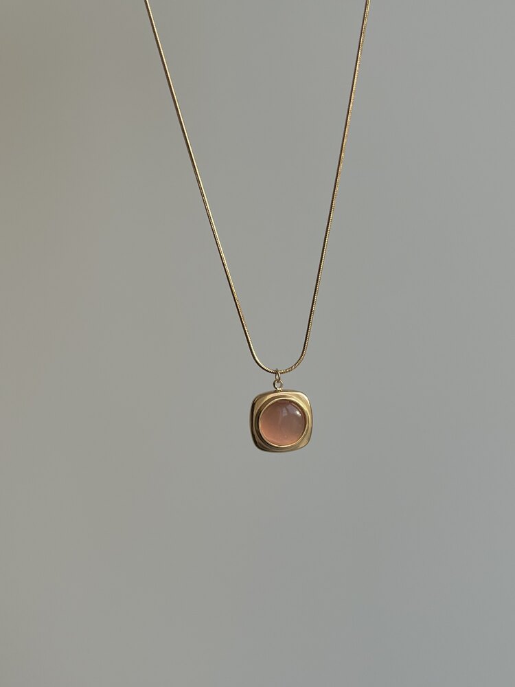 pembe opal kolye | çelik