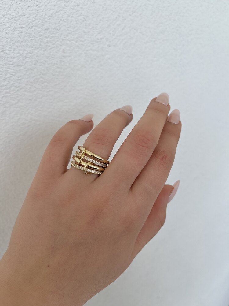 4’lü gold zirkon taş spinelli yüzük | vip
