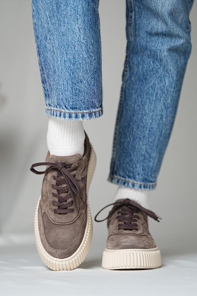 Hakiki Deri El Yapımı Vizon Süet Sneaker