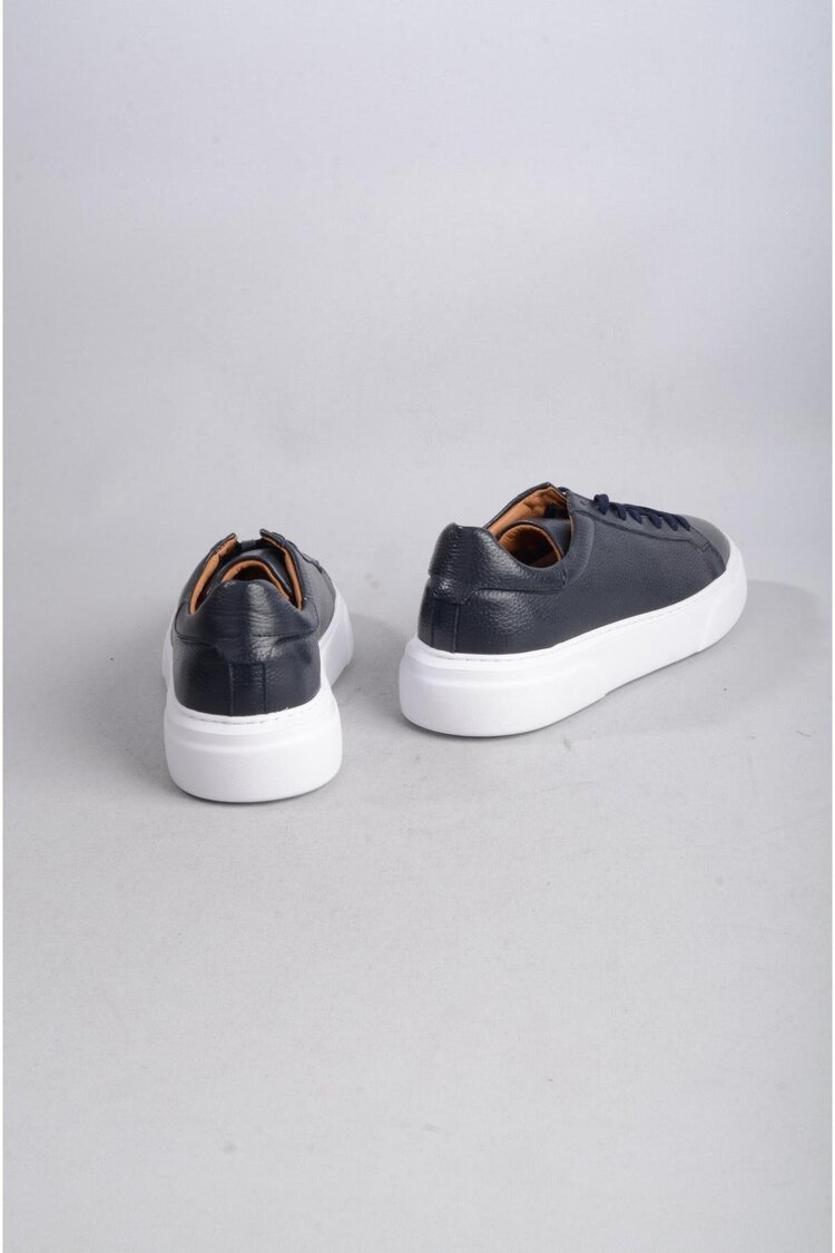 Deri Erkek Lacivert Sneakers Ayakkabı