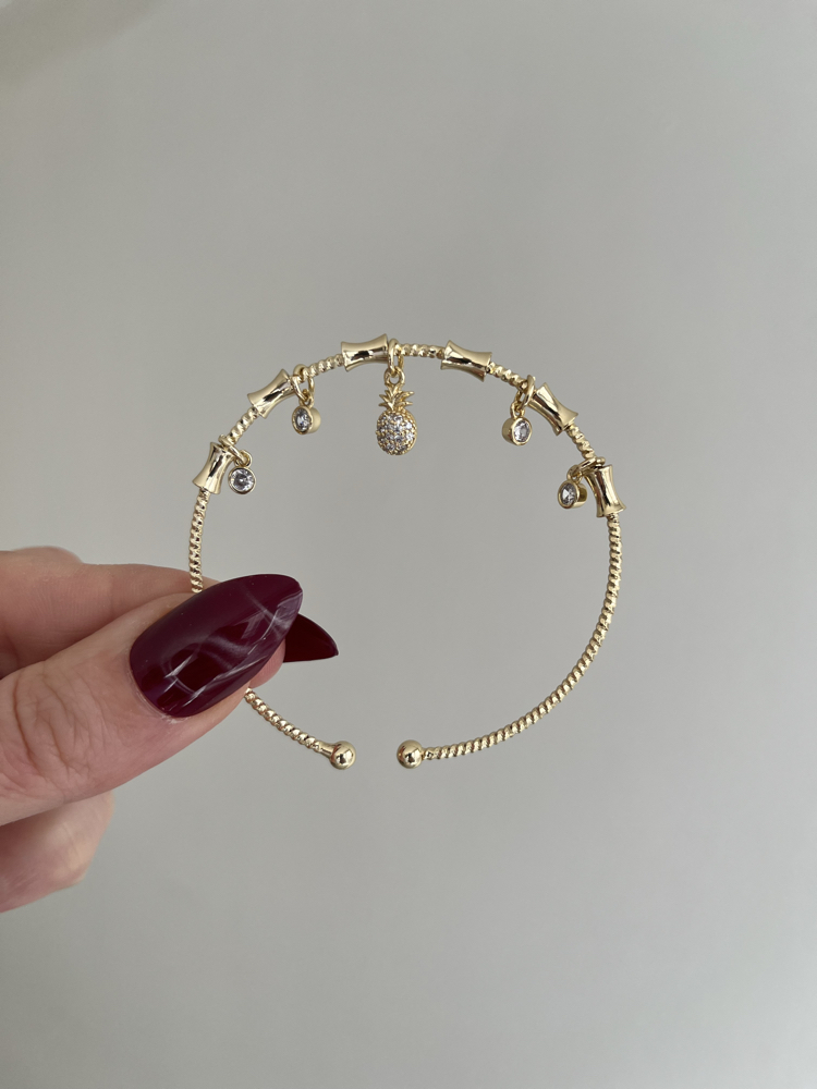 Çoklu Charm Detaylı Kelepçe | 14k