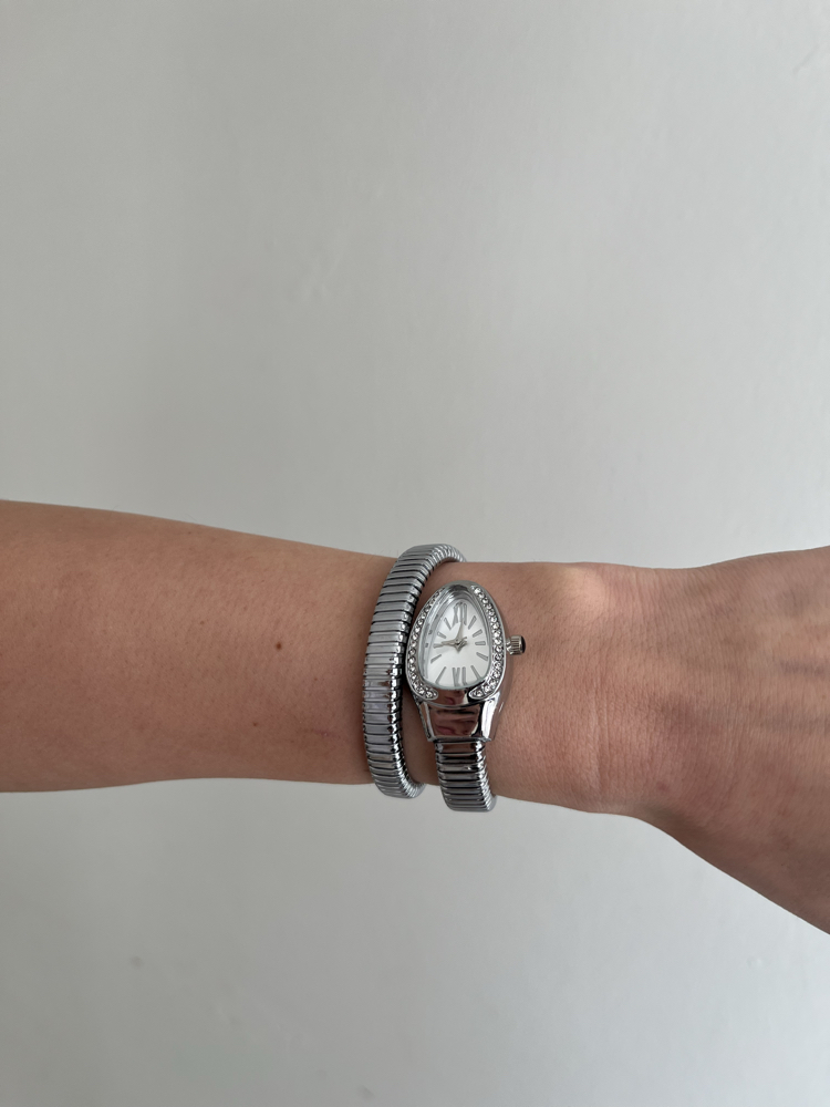 Yılan Sarmal Kadın Saat | Silver