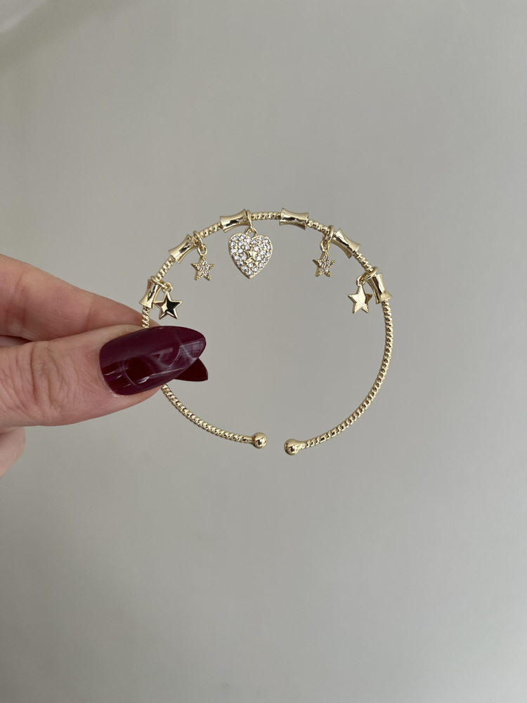 Çoklu Charm Detaylı Ayarlanabilir Kelepçe | 14k