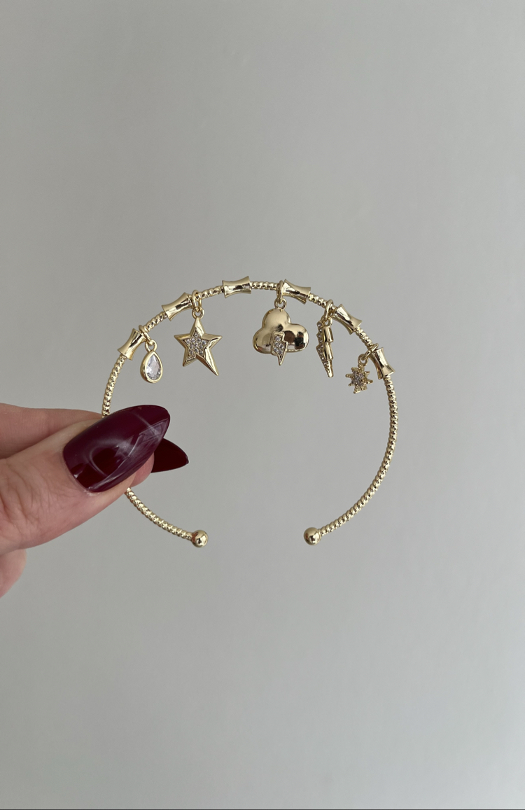 Çoklu Charm Detaylı Kelepçe | 14k