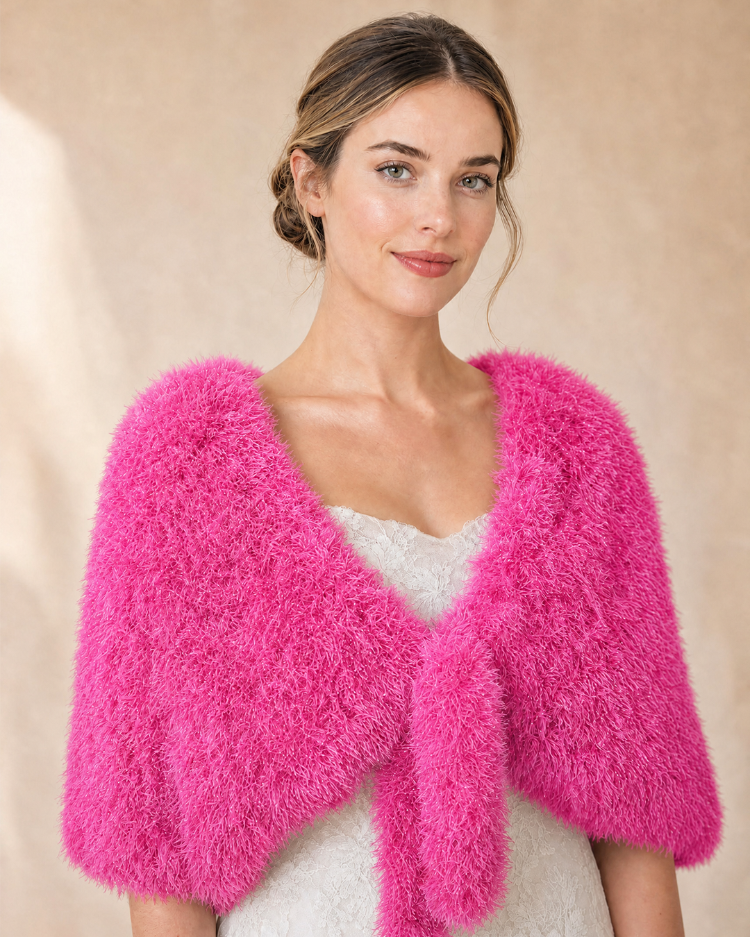  Pembe El Örgüsü Bolero Şal | Orkide