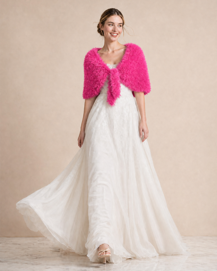  Pembe El Örgüsü Bolero Şal | Orkide
