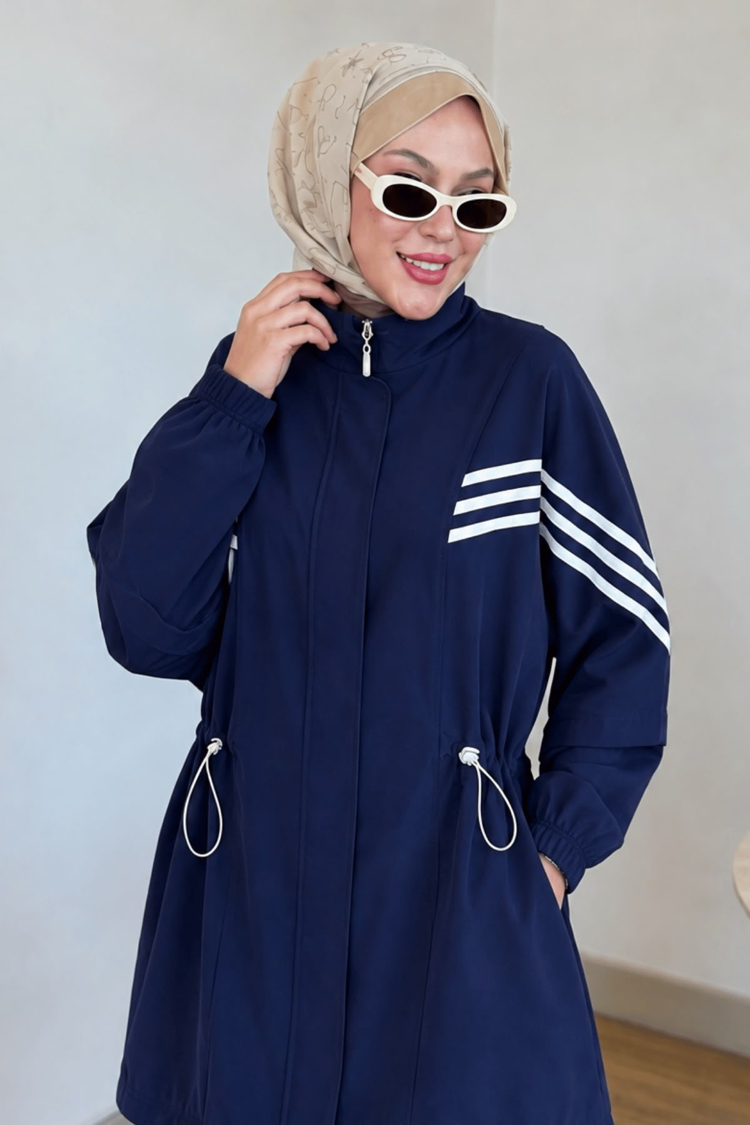 LACİVERT MODAL KUMAŞ ŞERİTLİ SPOR TAKIM