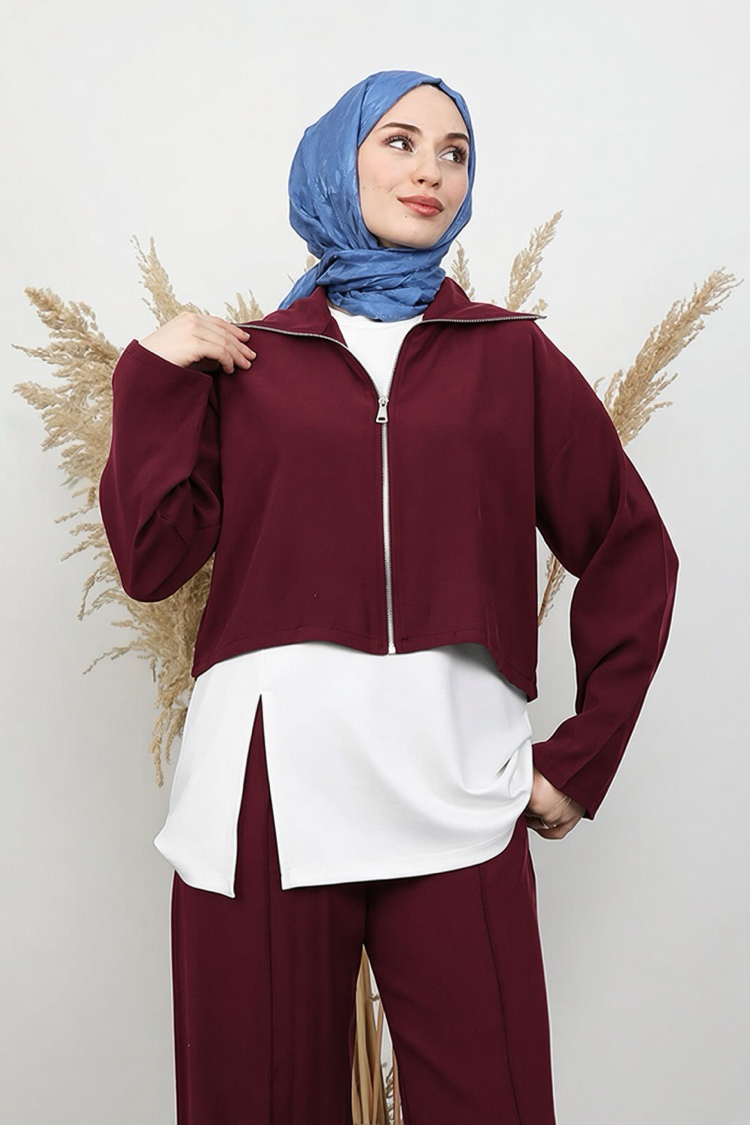 BORDO MODAL KUMAŞ ÜÇLÜ TAKIM