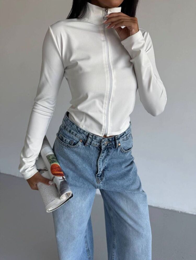 BEYAZ FERMUARLI PARMAK GEÇMELİ CROP