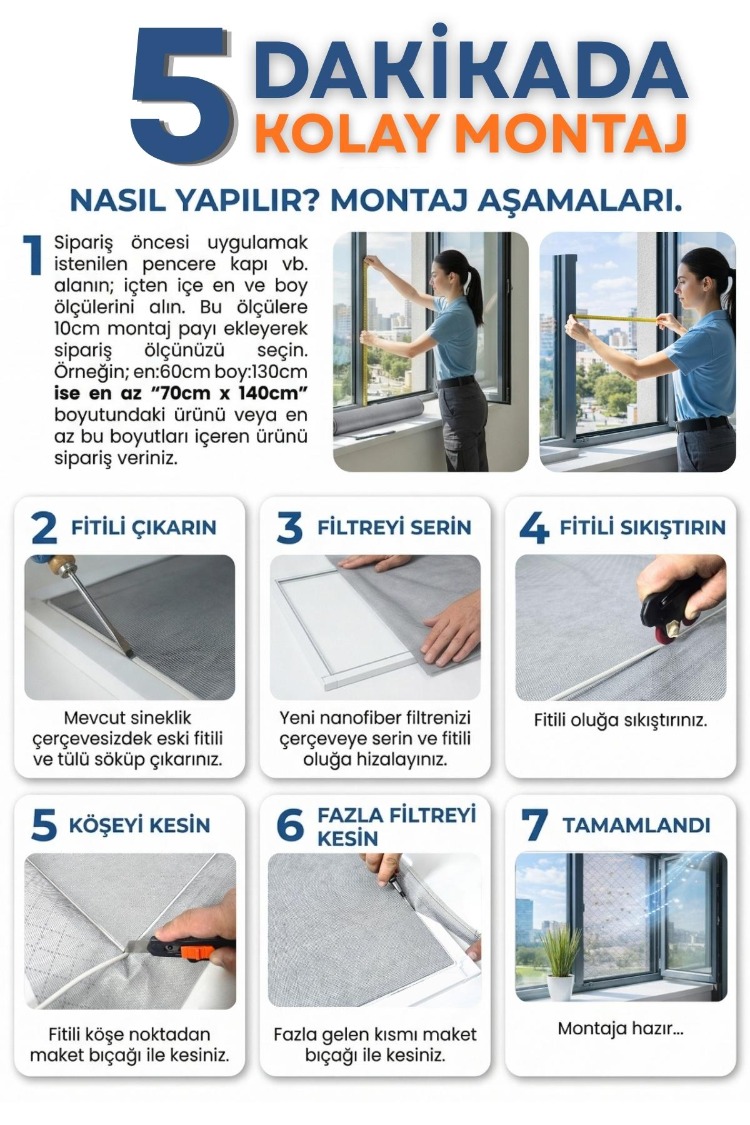 YENİ NESİL SİNEKLİK - PENCERE TOZ POLEN FİLTRESİ - ODERA