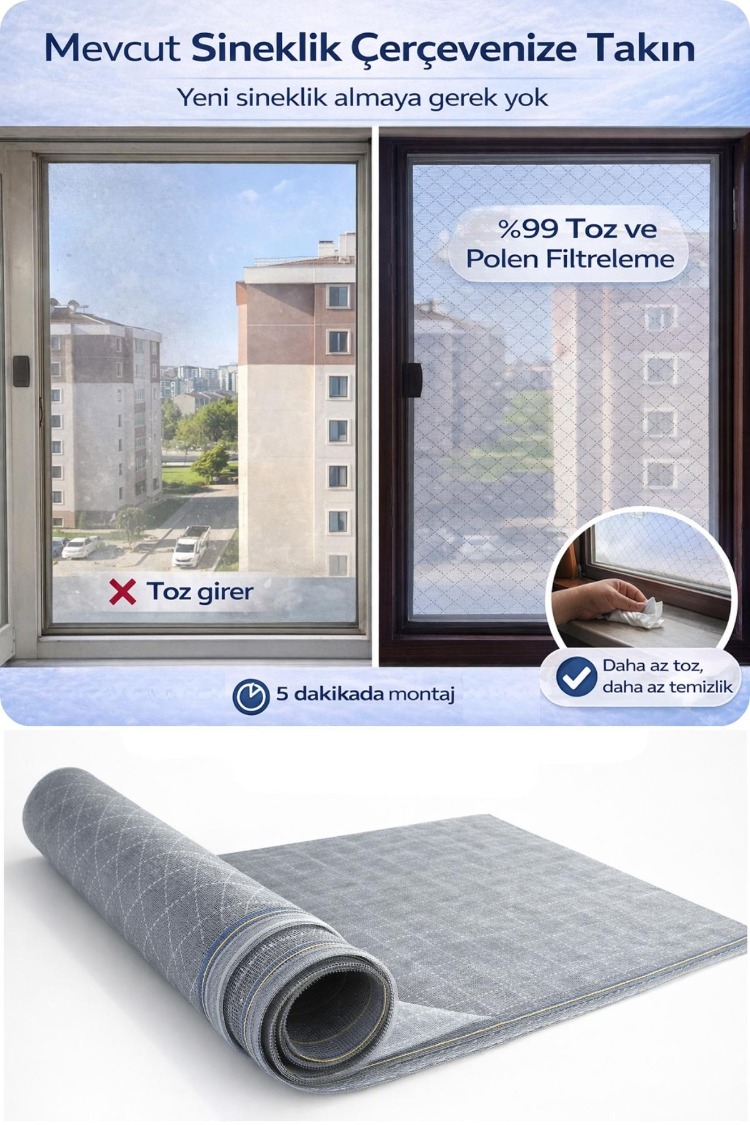 YENİ NESİL SİNEKLİK - PENCERE TOZ POLEN FİLTRESİ - ODERA