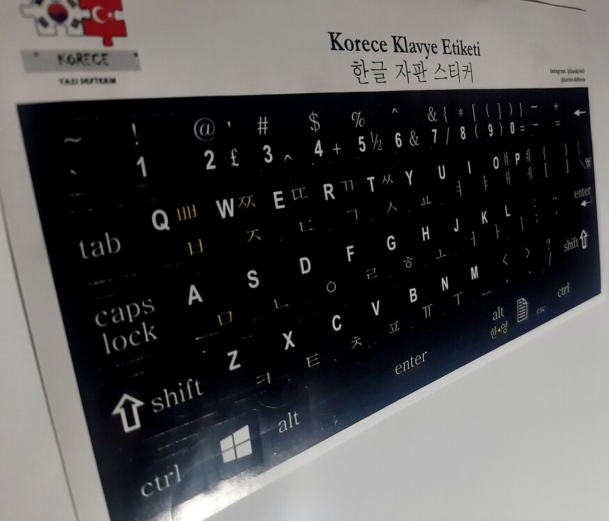 Korece Klavye Etiketi × 2 Adet