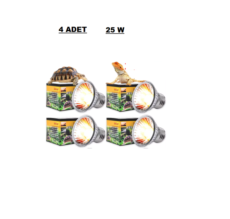 Uva Uvb Lamba Sürüngen Lambası 25w 4 Adet