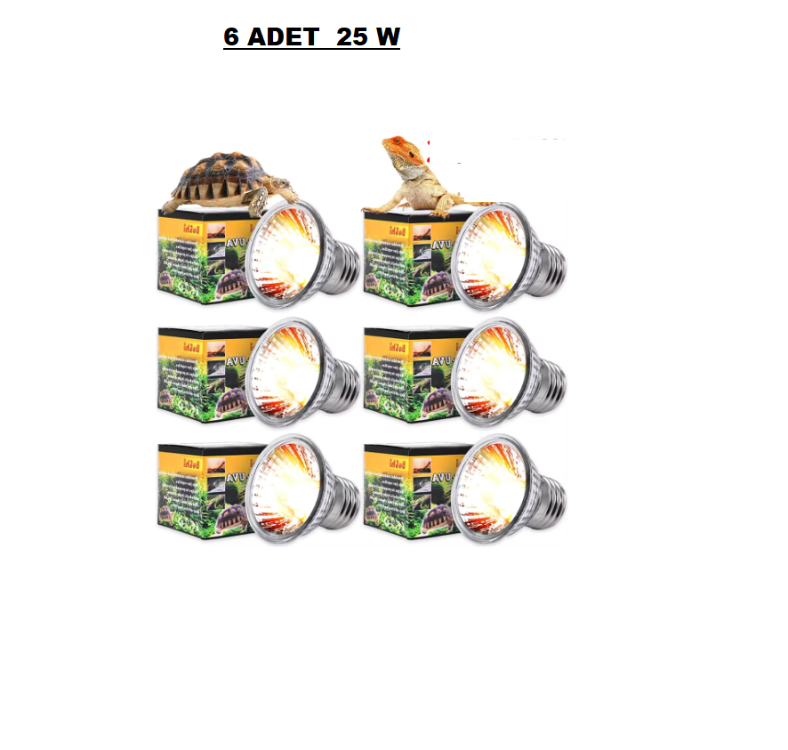 Uva Uvb Lamba Sürüngen Lambası 25w 6 Adet