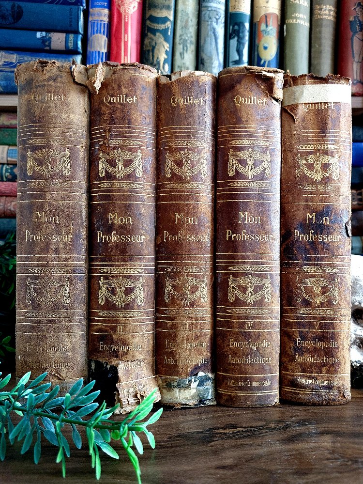 Mon Professeur: Grande Encyclopédie Autodidactique Moderne Illustrée | 1907 - 5 Cilt Tam Takım