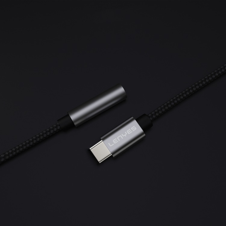 Lenyes AX105 Type-C to 3.5mm Aux Çevirici Örgülü Ses Adaptörü