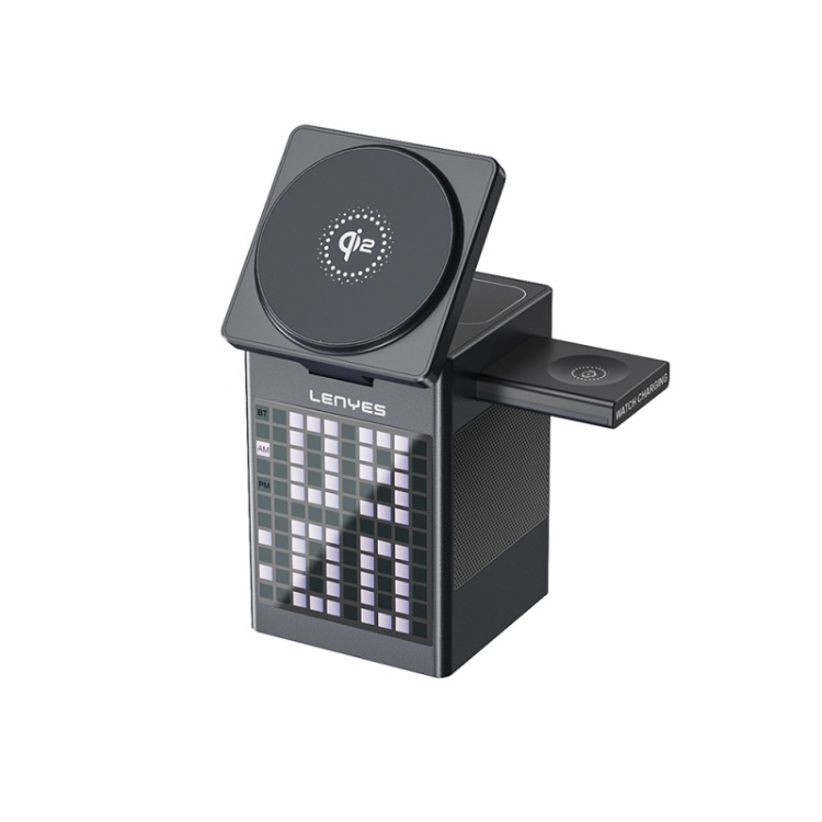 Lenyes PW320 Qi2 Alarmlı Bluetooth Speaker Özellikli Telefon&Akıllı Saat&Kulaklık 1