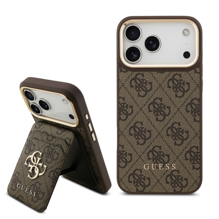 Guess iPhone 17 Pro Kılıf Guess Orjinal Lisanslı M-safe Şarj 4G Metal Büyük Logolu Kar