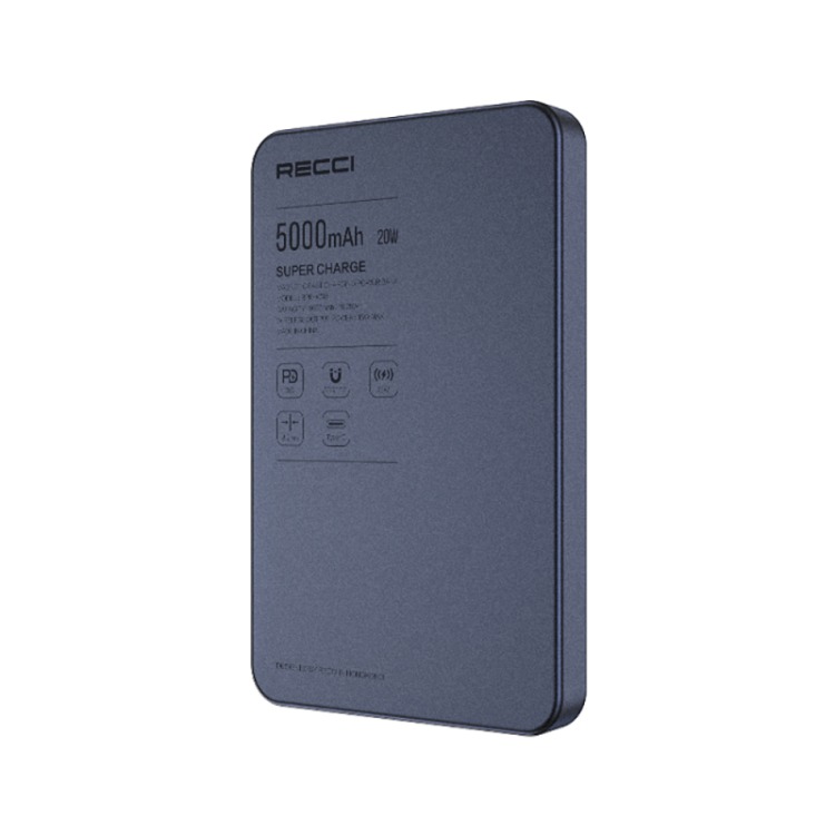 Recci RPB-W35 Ultra İnce PD 20W Hızlı Şarj Özellikli Wireless Powerbank 15W 5000mAh