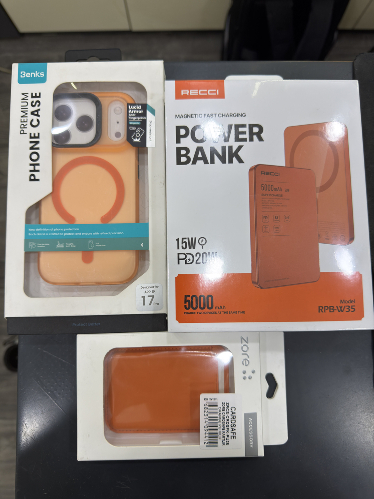 3 lü set ( benks lucid Armor 17pro/promax/recci Magsafe powerbank/zore Magsafe kartlık