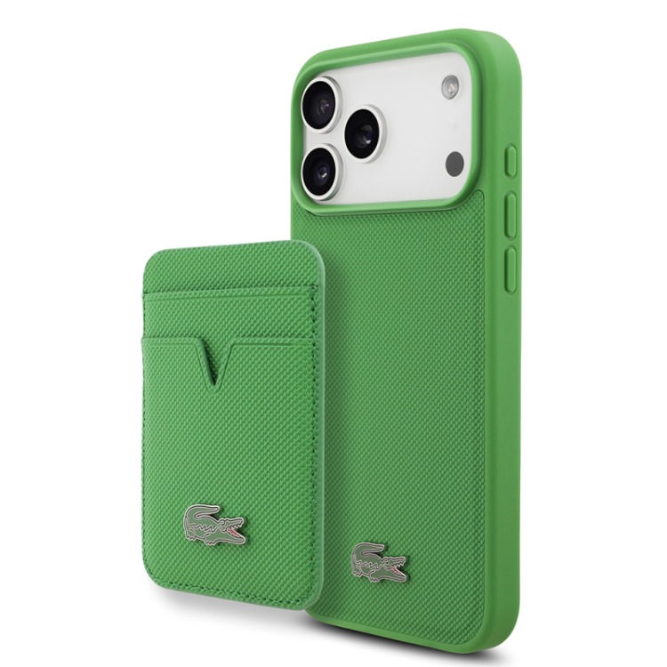 Apple iPhone 17 Pro Max Kılıf Lacoste PU Pike Desenli Metal L