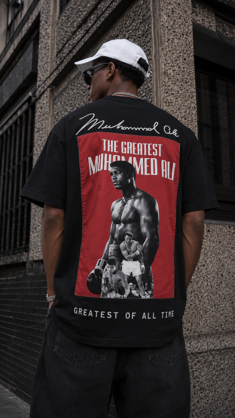 KORYN Muhammad Ali Siyah Oversize Erkek T-Shirt