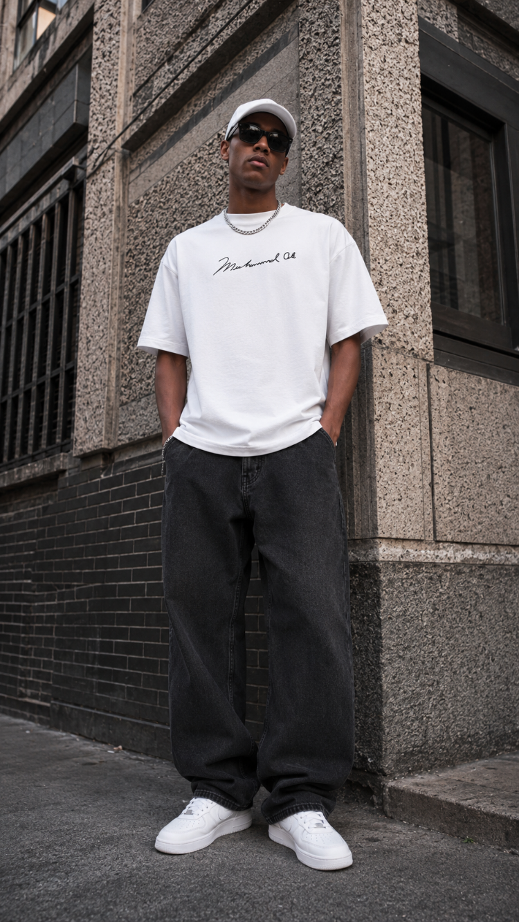 KORYN Muhammad Ali Beyaz Oversize Erkek T-Shirt