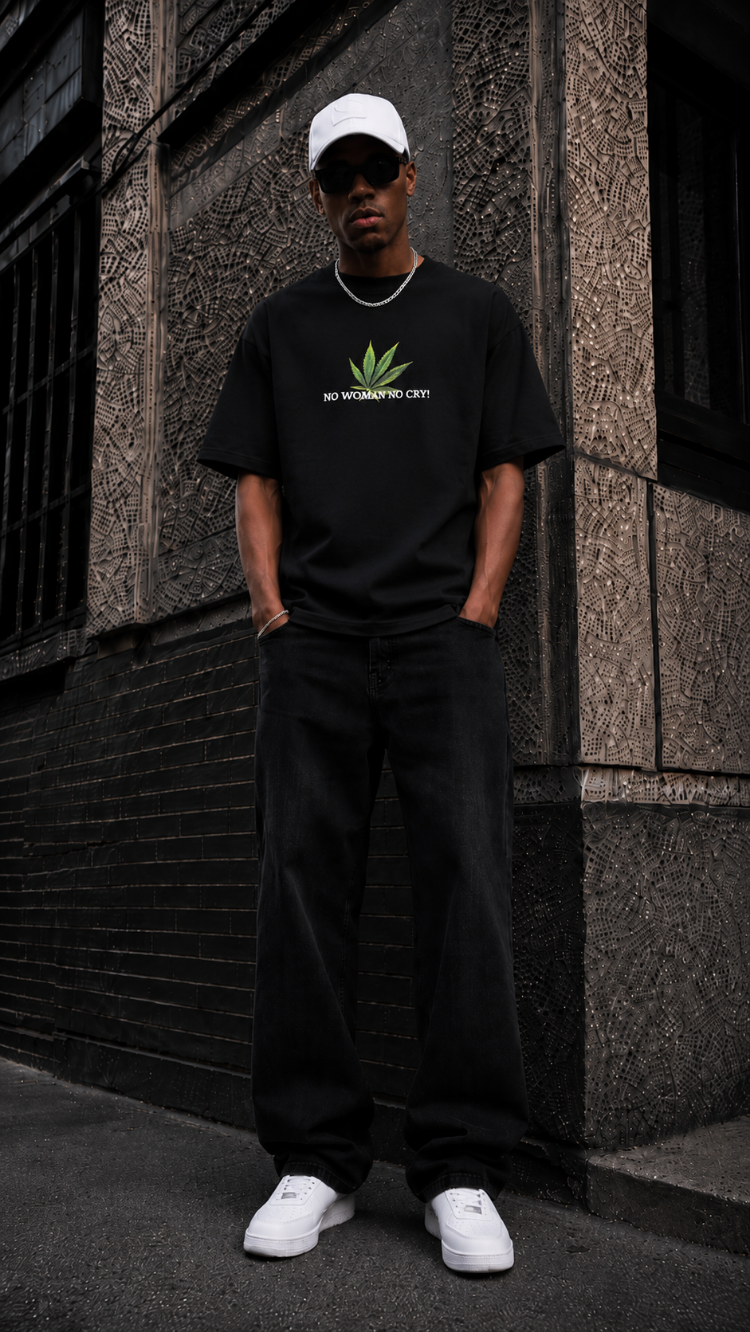 KORYN No Cry Siyah Oversize Erkek T-Shirt