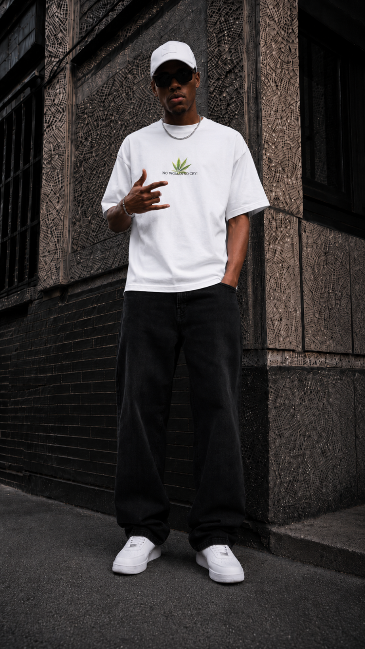 KORYN No Cry Beyaz Oversize Erkek T-Shirt