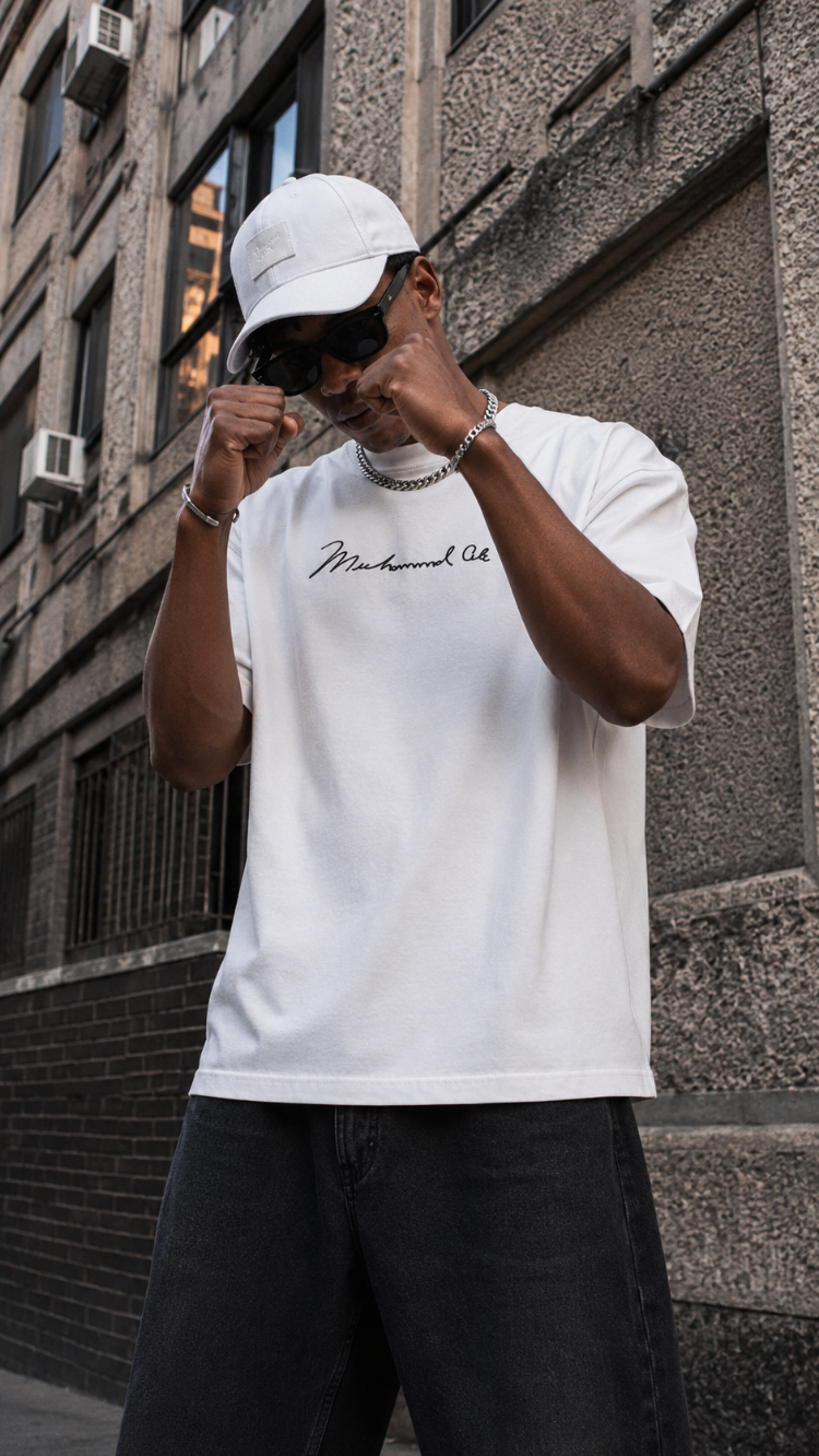 KORYN Muhammad Ali Beyaz Oversize Erkek T-Shirt