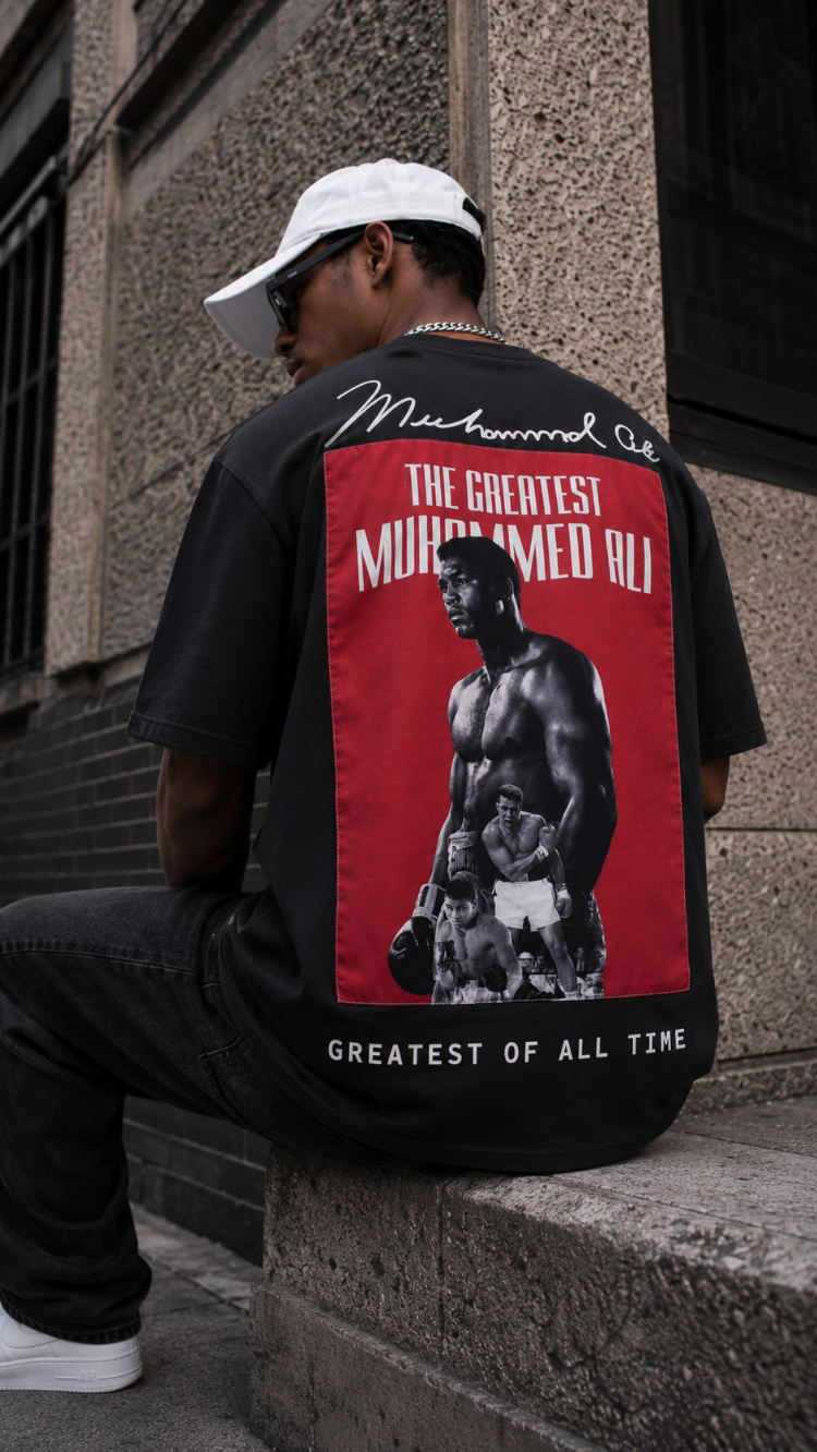 KORYN Muhammad Ali Siyah Oversize Erkek T-Shirt