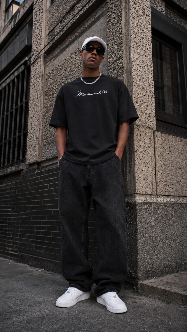 KORYN Muhammad Ali Siyah Oversize Erkek T-Shirt