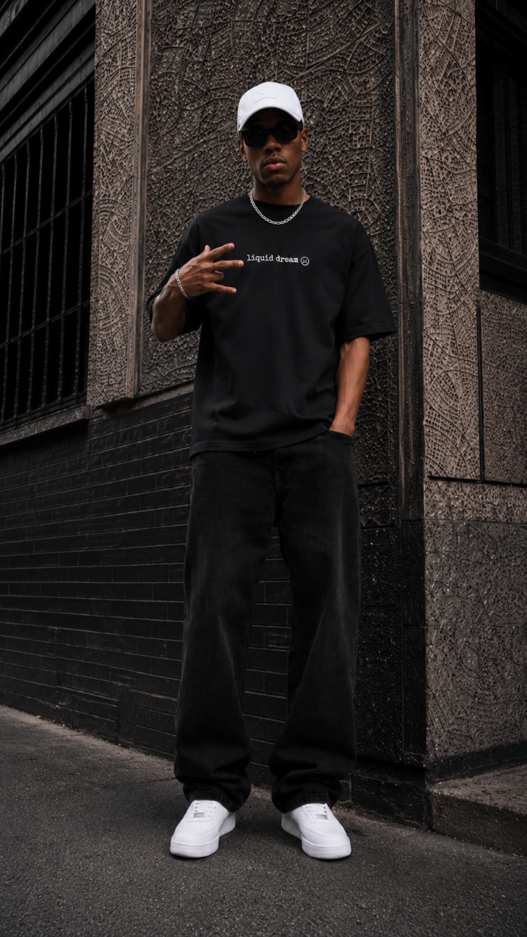 KORYN Liquid Dream Siyah Oversize Erkek T-Shirt