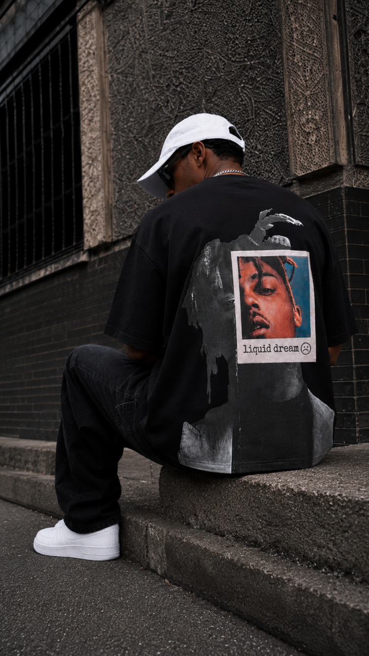 KORYN Liquid Dream Siyah Oversize Erkek T-Shirt