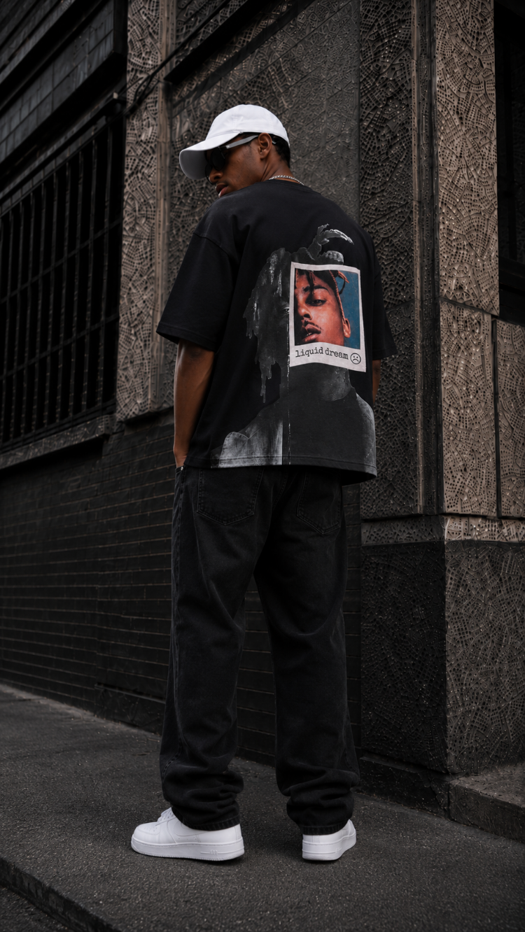 KORYN Liquid Dream Siyah Oversize Erkek T-Shirt