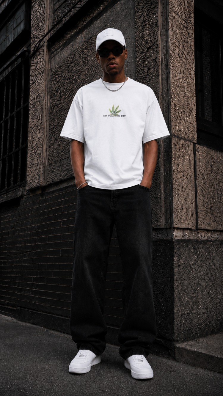 KORYN No Cry Beyaz Oversize Erkek T-Shirt