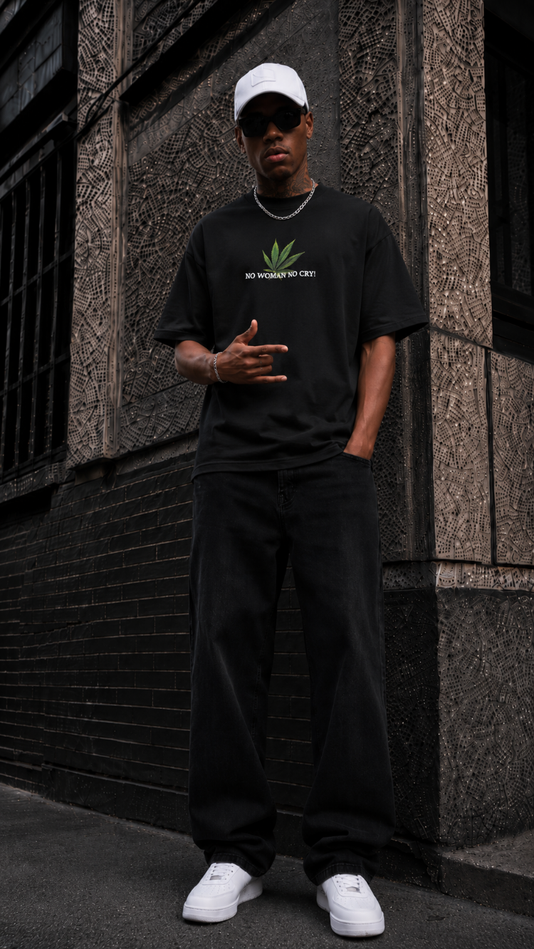 KORYN No Cry Siyah Oversize Erkek T-Shirt