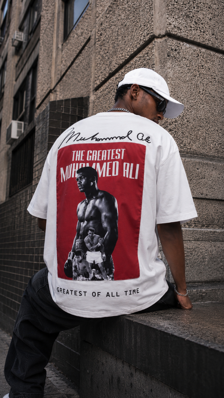 KORYN Muhammad Ali Beyaz Oversize Erkek T-Shirt