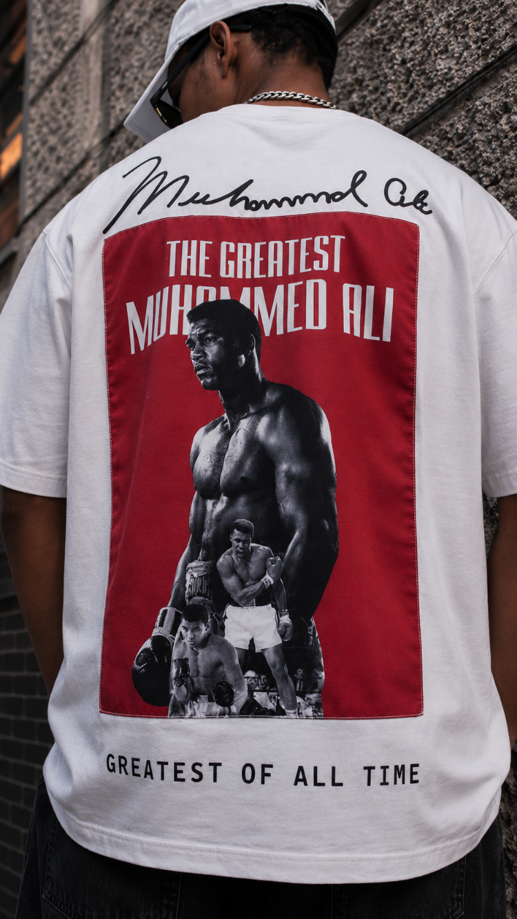 KORYN Muhammad Ali Beyaz Oversize Erkek T-Shirt