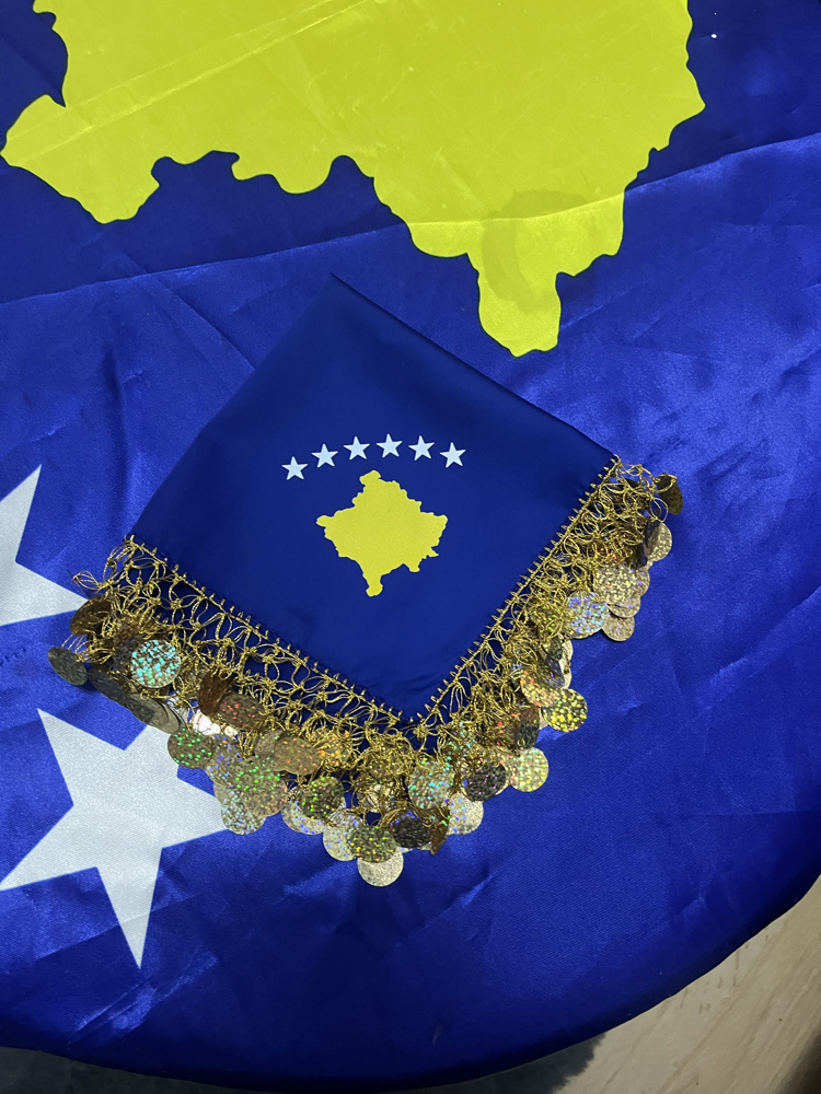 Sarı Püsküllü Kosova Baskılı Mendil