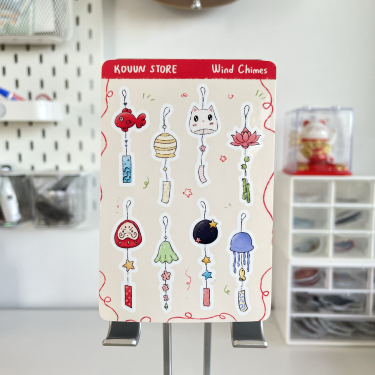 Rüzgar çanları sticker sayfası