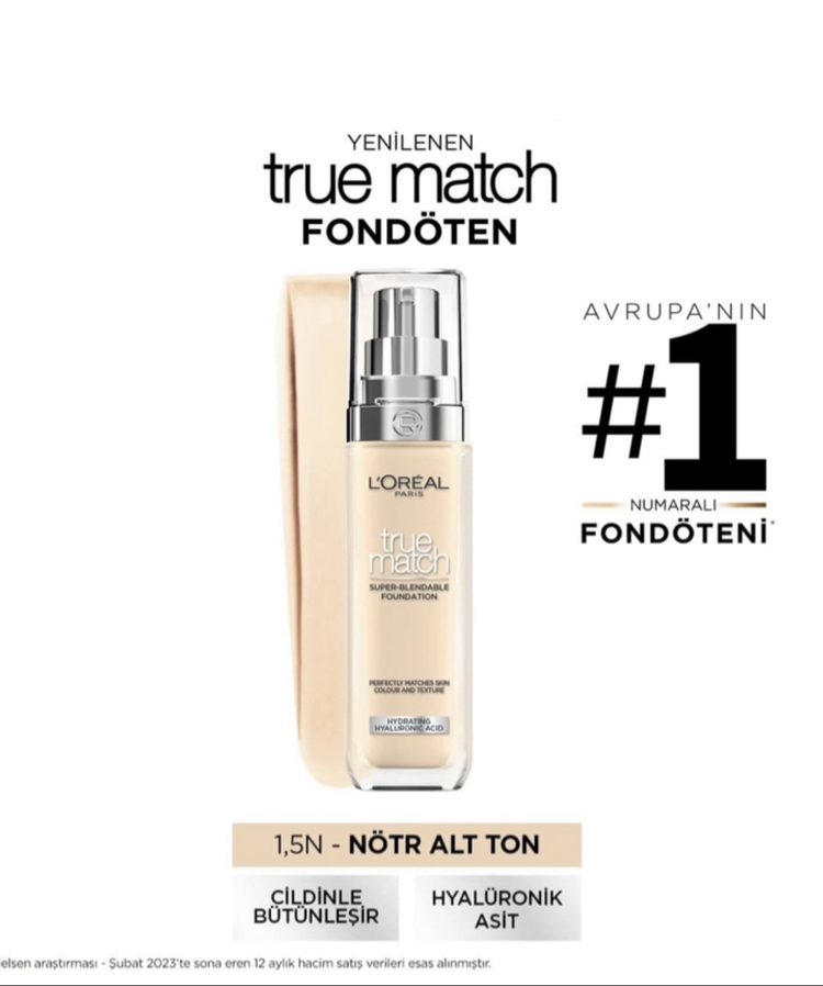 Loreal Paris True Match Bakım Yapan Fondöten 1.5N