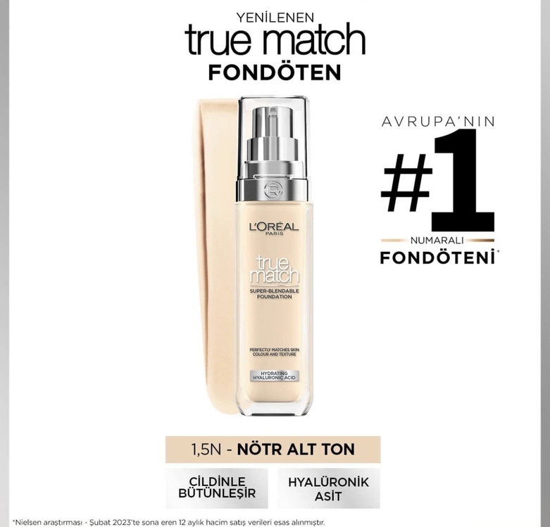 Loreal Paris True Match Bakım Yapan Fondöten 1.5N