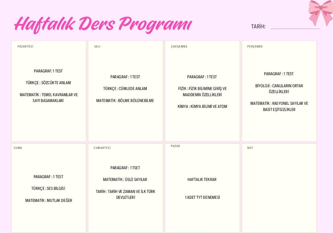 3 ayda tyt + ayt eşit ağırlık bitirme programı