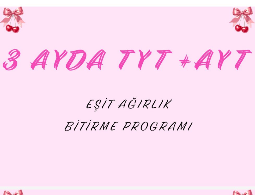 3 ayda tyt + ayt eşit ağırlık bitirme programı