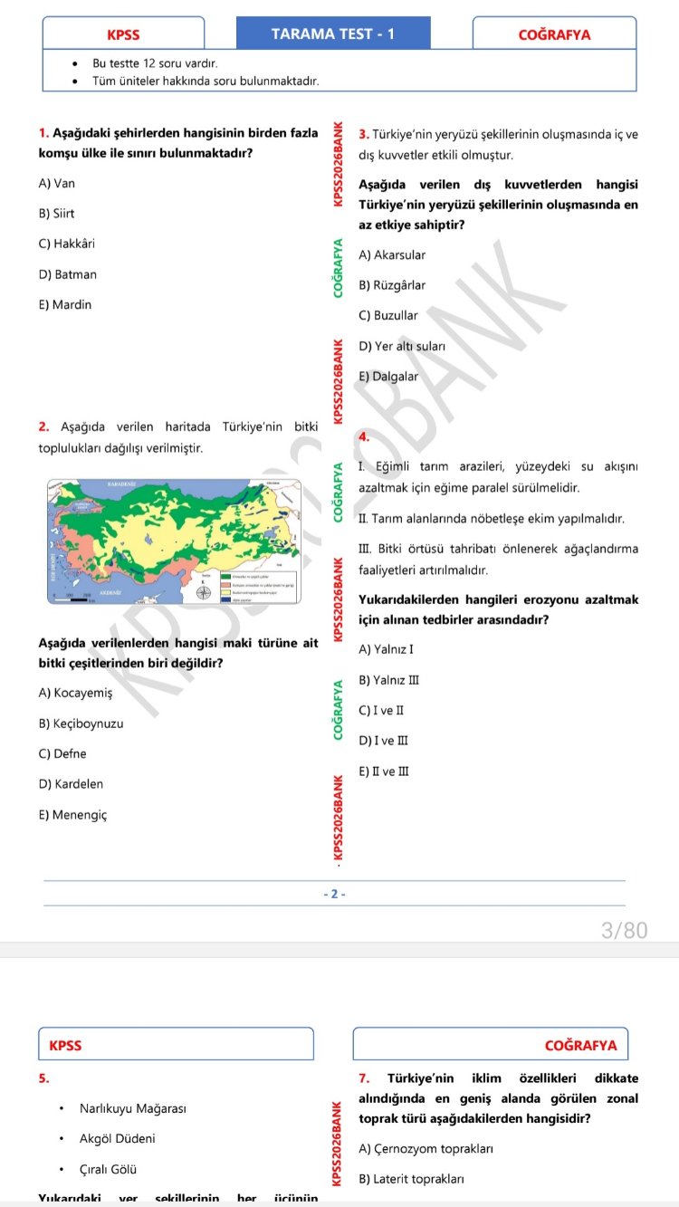 COĞRAFYA PDF SORU BANKASI