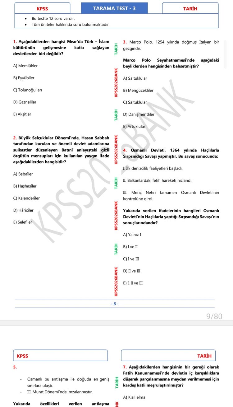 TARİH PDF SORU BANKASI